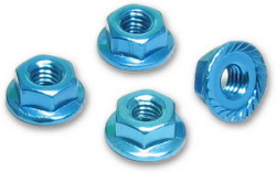 Atlas OP8-287 - 4mm Alum Flanged Lock Nut , Tamiya Blue, 4 pcs.
