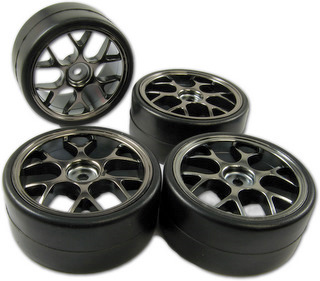 Hong Nor HS-19B – 26mm Drift Tire Set, BBS Wheel, Black, 4 pcs