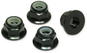 Jet Racing JE-65BK - 4mm Alum Lock Nuts Flanged / 4pcs 