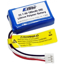 E-Flite EFLB1802S20 - 180mAh 2S 7.4V 20C LiPo Battery, 26AWG (UMX AS3X Beast )