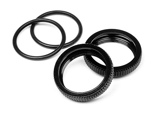 Hot Bodies 67528 - Big Bore Shock Spring Adjust Nut (Black/2pcs) (Vorza, D812, D8, D8T) 