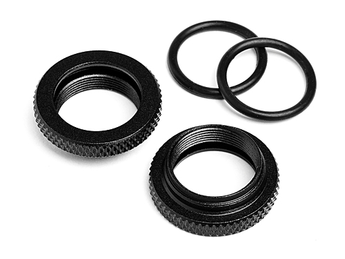 Hot Bodies 61556 - Shock Spring Adjust Nut (Black / M12 / 2pcs) (Cyclone D4) 