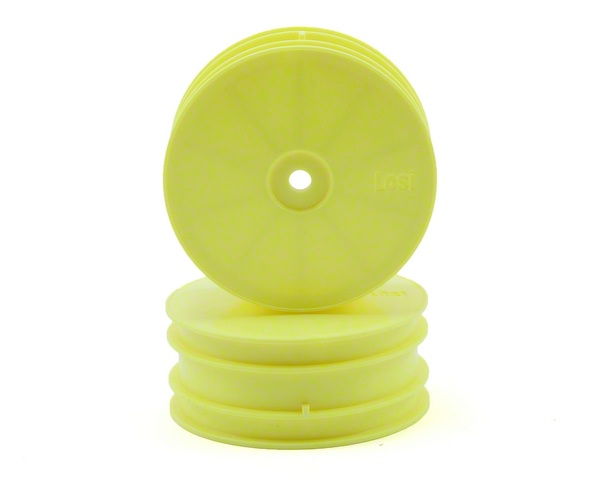 LOSA7047 - 4WD Front Wheel, Solid, Yellow, 2 pcs (XX4, XXX4)