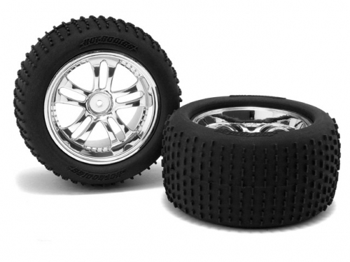 Hot Bodies 70480 - Micro-Pin Tire mounted on Chrome Wheel (1:18 Mini-Zilla, Mini-Recon)