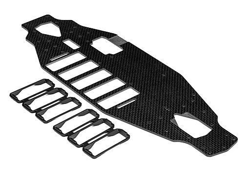 Hot Bodies 67701 - Carbon Graphite 5-Cell Main Chassis 2.5mm with Battery Tray (Cyclone, TC)