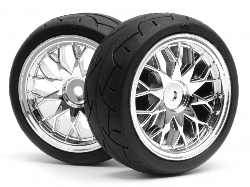 Hot Bodies 66426 - Mounted Cut Slick Tire in 26mm Chome Mesh Wheel