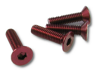 Square SAR-312R - 7075 Flat Head Hex Socket Screw Red M3x12mm
