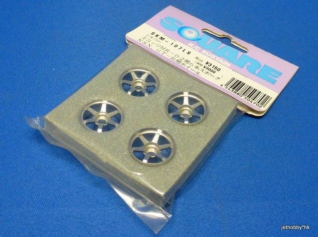 Square SKM-107LS - Alum 6-Spoke Wheel Silver 4pcs (Mini-Z MR-02) 
