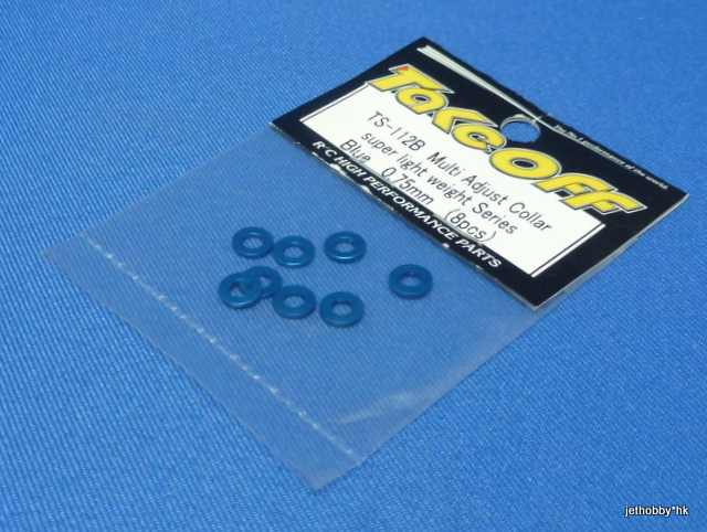 Take Off TS112B - M3 Alum Washer 8pcs 0.75mm Thick Blue