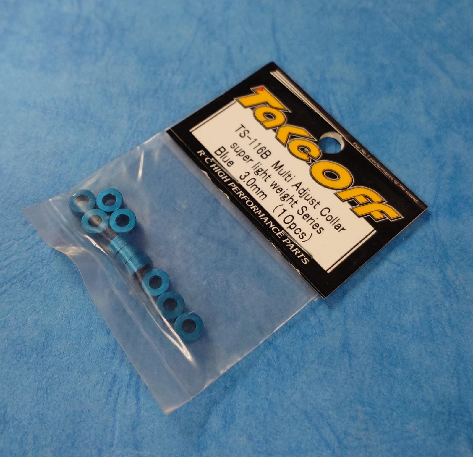 Take Off TS116B - M3 Alum Washer 8pcs 3.0mm Thick Blue