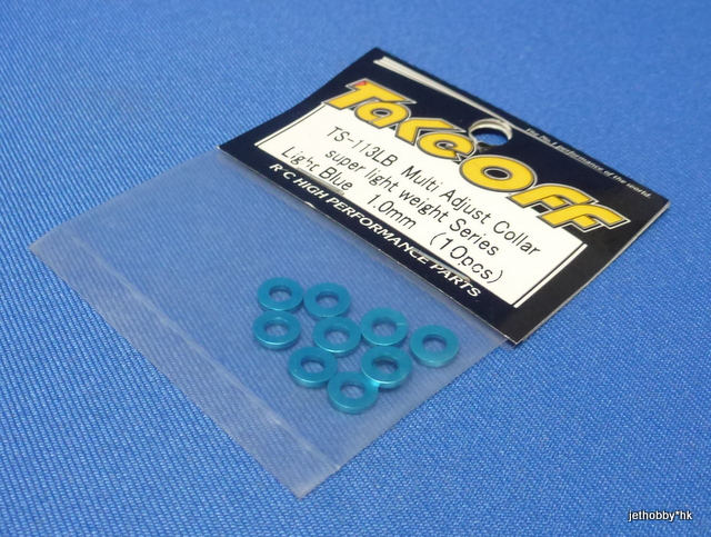Take Off TS113LB - M3 Alum Washer 8pcs 1.0mm Thick Light Blue *DISCONTINUED*