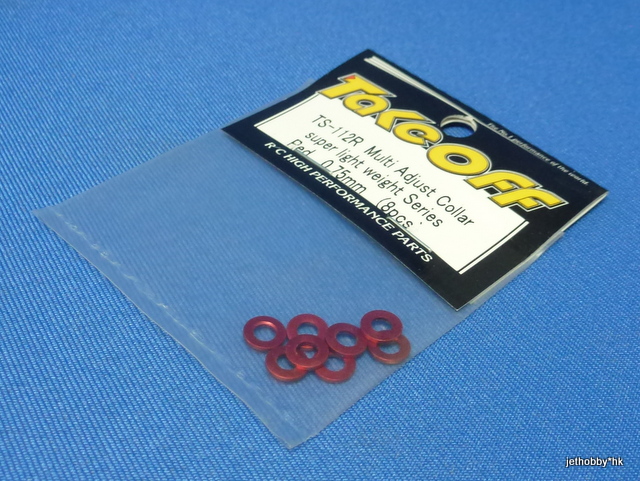 Take Off TS112R - M3 Alum Washer 8pcs 0.75mm Thick Red