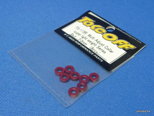 Take Off TS115R - M3 Alum Washer 8pcs 2.0mm Thick Red