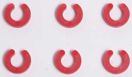Corally 74736 - Red T-Bar Pivot Clips, 6pcs (12SL/X – 10X – F1)