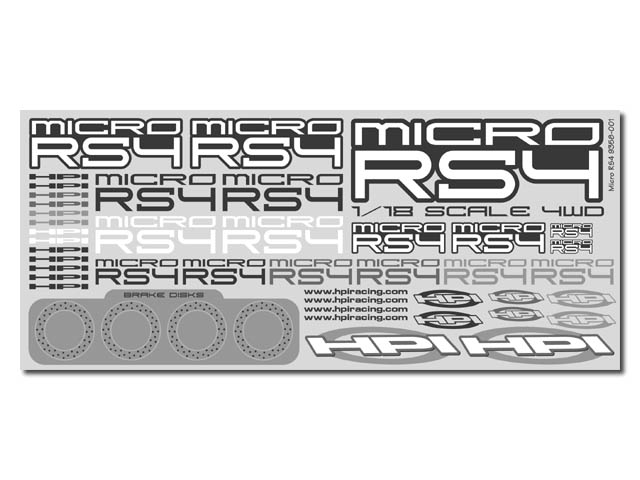 HPI 9358 -  Micro RS4 Logo Decal With Brake Rotor Decal