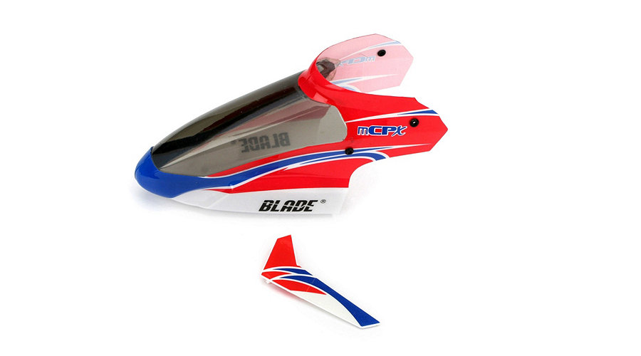 Blade BLH3518 - Complete Red Canopy with Vertical Fin (mCP X)