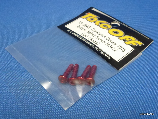 Take Off TS384R - 7075 M3x12mm Hex Socket Button Head Screw, 4 pcs Red 