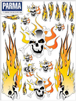 Parma 10768 - Decal, Flammig Skulls