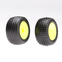 Losi LOSB1530 - Front/Rear Wheels & Tires, Yellow (Micro-T/B/DT)