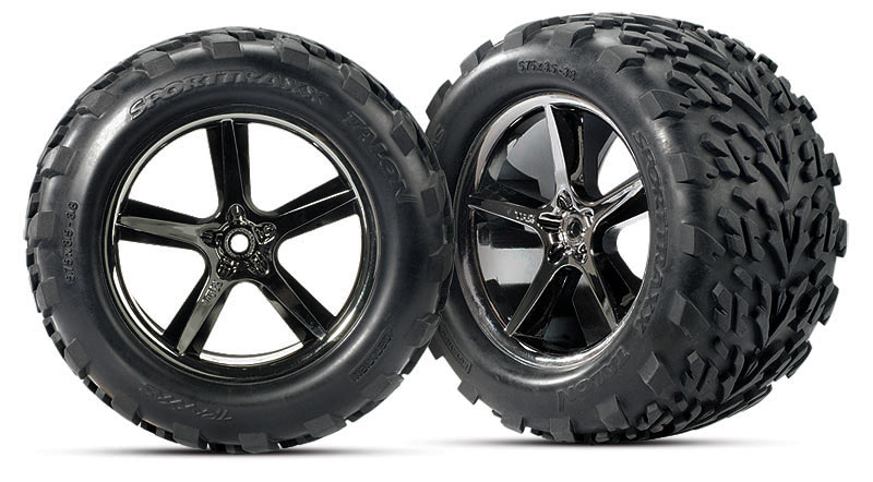 Traxxas 5374A - Talon Tires on Gemini Wheels, 17mm Hex (E-Revo)