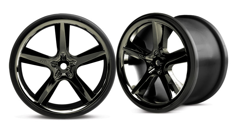 Traxxas 5372A - 3.8 inches Gemini Black Chrome Wheels 14mm Hex (E-Revo. E-Maxx, T-Maxx)