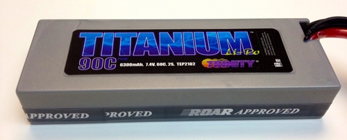 Trinity TEP2102 - Titanium 6300mAh, 7.4v, 2s, 60C Deans, Racing Li-Po Battery