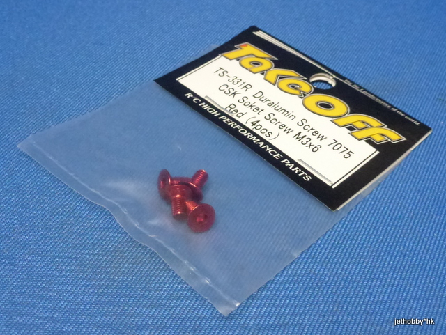 Take Off TS331R - Duralumin Screw 7075 CSK Soket Screw M3x6 ( Red ) 4pcs