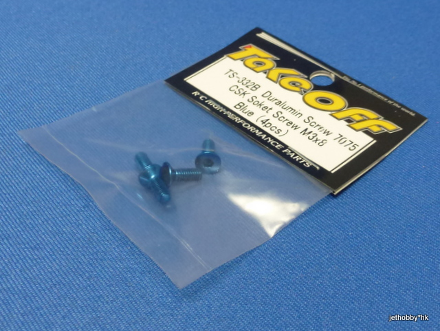 Take Off TS332B - Duralumin Screw 7075 CSK Socket Screw M3x8 ( Blue ) 4pcs