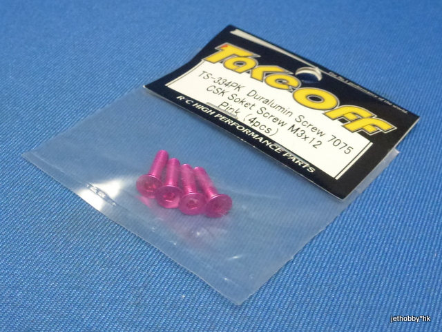 Take Off TS334PK - Duralumin Screw 7075 CSK Soket Screw M3x12 ( Pink ) 4pcs