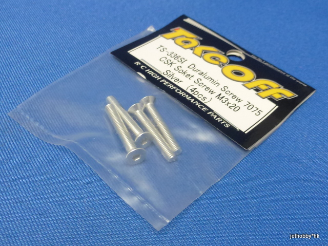 Take Off TS336SI - Duralumin Screw 7075 CSK Soket Screw M3x20 ( Silver ) 4pcs