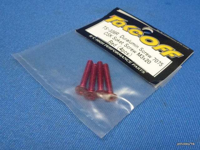 Take Off TS336R - Duralumin Screw 7075 CSK Soket Screw M3x20 ( Red ) 4pcs