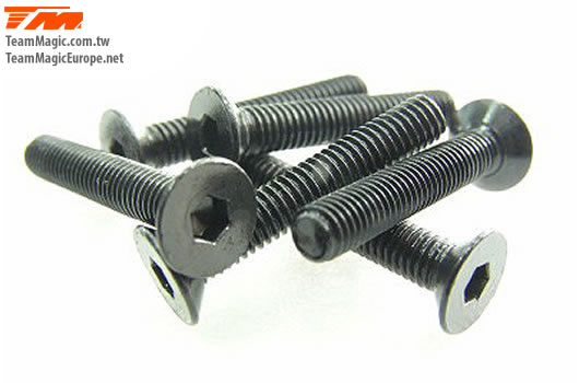 Team Magic 126318 - M3x18 Steel Flat Head Screw, 6pcs