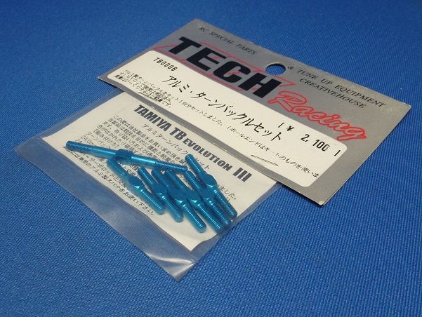 Tech TB0006 - Alum Turnbuckle Set, Blue (Tamiya TB EVO III)