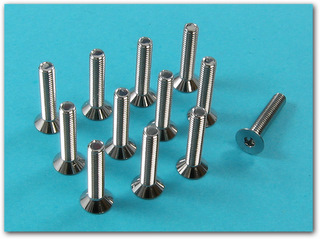 Tech 7219 - M3x12 Flat Head Screw, Hex Socket, Chrome 12 pcs