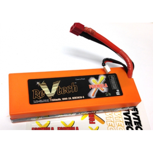 Trinity REV2020-5 - 7150mAh, 7.4V 2S 100C Formula X Li-Po Battery, Deans Plug