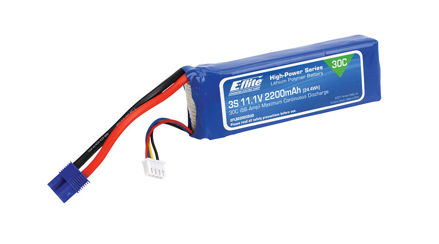 E-Flite EFLB22003S30 - 2200mAh 3S 11.1V 30C LiPo, 13AWG EC3 (350 QX)