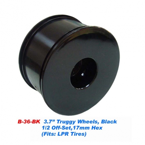 Hong Nor B-36BK - 1/8 Truggy Wheel 3.7, Fit LPR Size, Black (X2-CRT) 