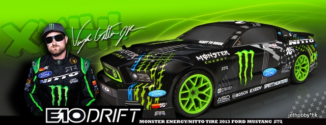 HPI 111664 - E10 Drift Vaughn Gittin Jr. Monster Energy Nitto Tire 2013 Ford Mustang RTR