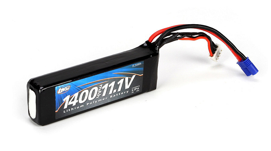 Losi LOSB9836 - 11.1V 1400mAh 3S 20C LiPo, Long EC2 (Mini 8ight)