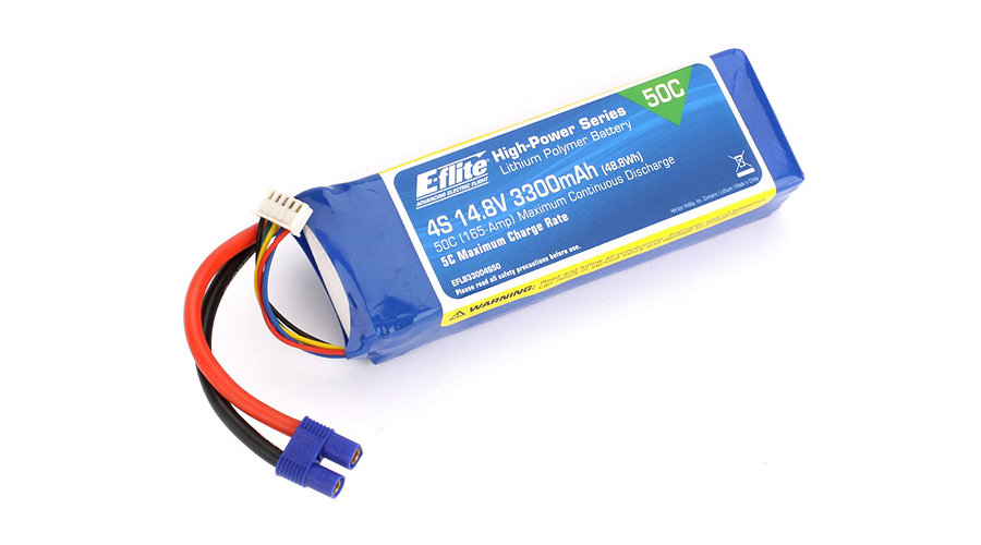 E-Flite EFLB33004S50 - 3300mAh 4S 14.8V 50C LiPo, 12AWG EC3 