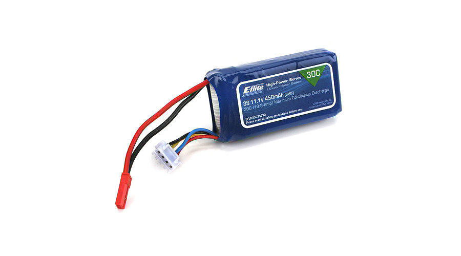 E-Flite EFLB4503SJ30 - 450mAh 3S 11.1V 30C LiPo, 18AWG JST