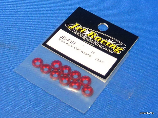 Jet Racing JE-41R - 3mm Alum CSK Washer 10pcs Red