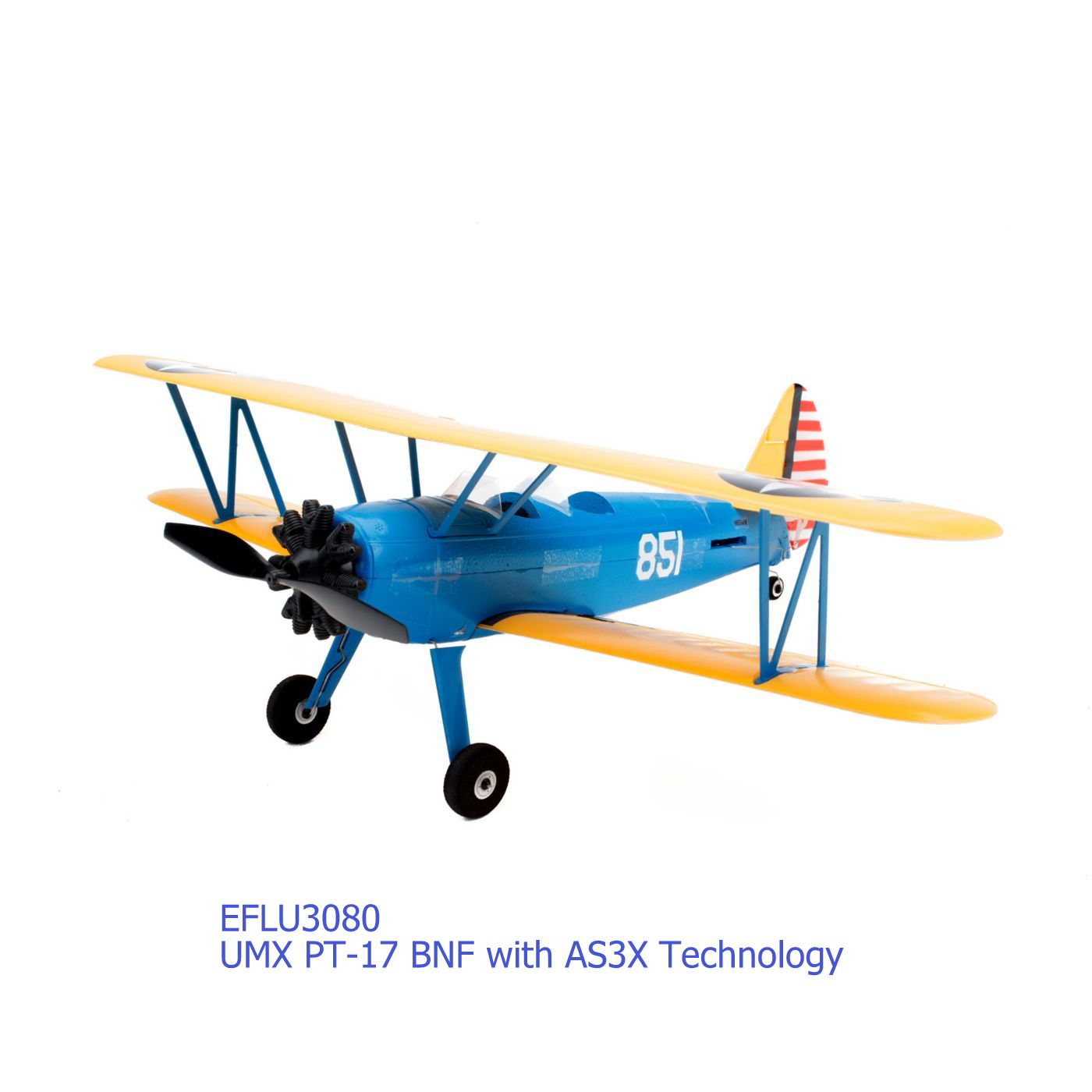 E-Flite EFLU3080 - UMX™ PT-17 BNF with AS3X® Technology