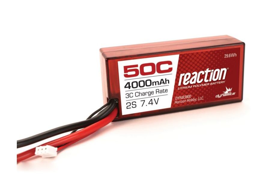 Dynamite DYNB3800EC - Reaction 7.4V 4000mAh 2S 50C LiPo, Hardcase: 96mm, EC3