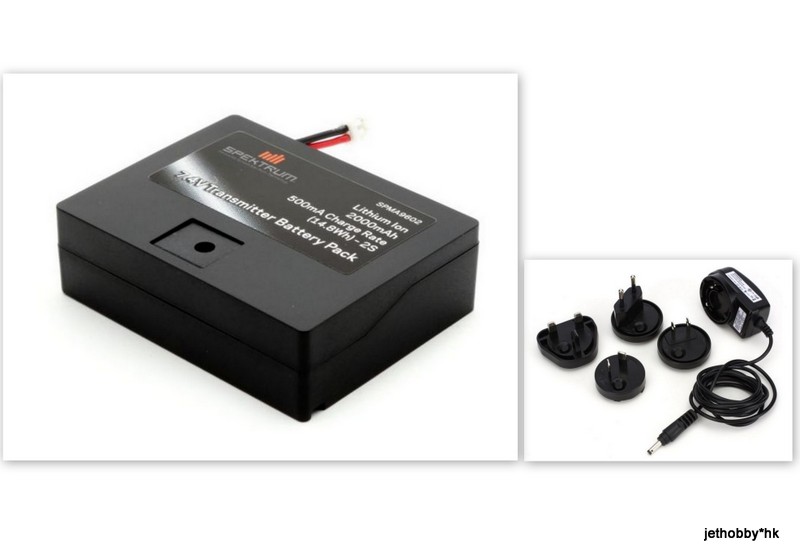 Spektrum SPMA9603 - 7.4V 2000mAh 2S Li-Ion Transmitter Battery and AC Adapter