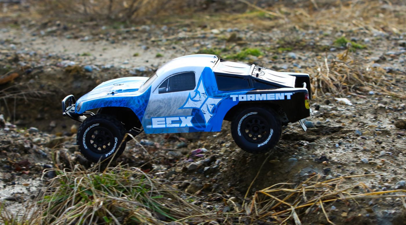 ECX ECX03033T1 - 1/10 Torment 2WD SCT RTR, Silver/Blue