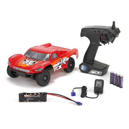 ECX ECX01001T2 - 1/18 Torment 4WD Short Course Truck RTR, Red / Orange