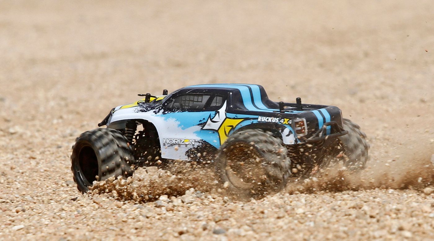 ECX ECX00013T1 - 1/24 Ruckus 4WD Monster Truck RTR, Black/White
