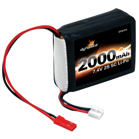 Dynamite DYN1419 - 7.4V 2000mAh 2S 5C LiPo Receiver Pack: 1/8 Vehicles