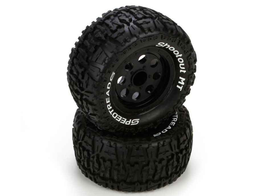 ECX 43008 - Front/Rear Wheel & Tire, Premount, Black (1/10 2WD/4WD Ruckus)